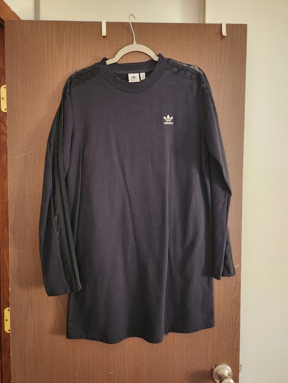 Adidad Long Sleeve Dress With Lace Stripes